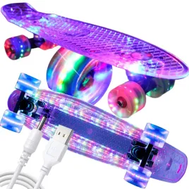 Zdjęcie produktu FISZKA DESKOROLKA DLA DZIECI ŚWIECĄCE KOŁA LED 56CM ABEC7 ŚWIECĄCY DECK RGB