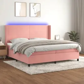 vidaxl-lozko-kontynentalne-z-materacem-i-led-rozowy-aksamit-200x200cm
