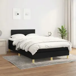 vidaxl-lozko-kontynentalne-z-materacem-czarne-tkanina-120x200-cm