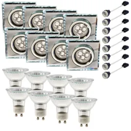 8x-oprawa-halogenowa-sufitowa-bialy-pasek-led-zarowka-gu10-50w-zestaw