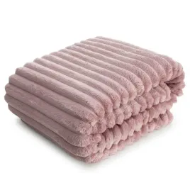 gruby-koc-soft-pudrowy-220x200-pasy-3d-prazki-cieply-miekki-pled-kocyk-glam