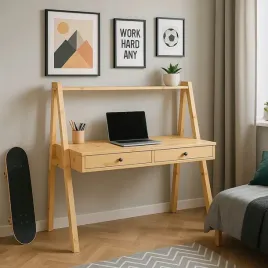 biurko-136x138-cm-drewniane-z-polka-i-szufladami-shelf-black-sosnowe