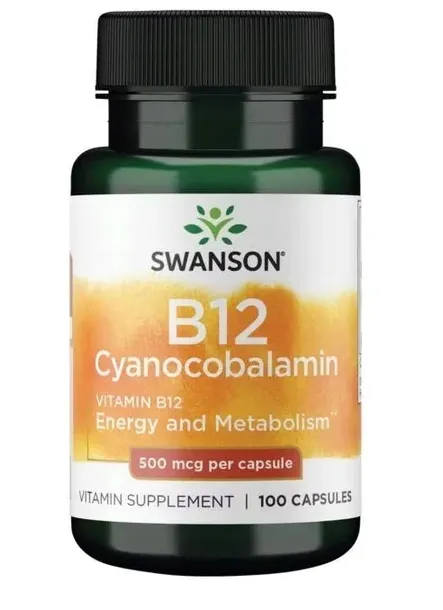 WITAMINA B12 B-12 UKŁAD NERWOWY VITAMIN 500mcg 100 Kaps