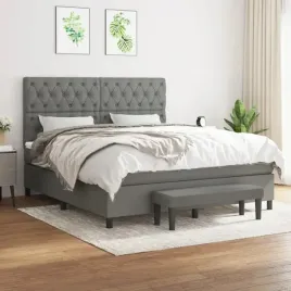 vidaxl-lozko-kontynentalne-z-materacem-ciemnoszara-tkanina-160x200-cm
