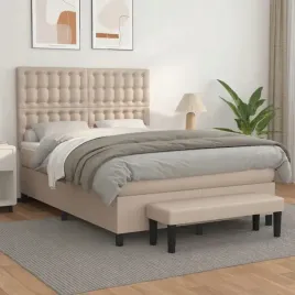 vidaxl-lozko-kontynentalne-z-materacem-cappuccino-ekoskora-140x190cm
