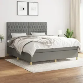 vidaxl-lozko-kontynentalne-z-materacem-ciemnoszara-tkanina-180x200-cm