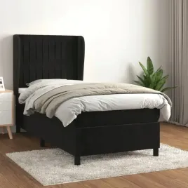 vidaxl-lozko-kontynentalne-z-materacem-czarne-aksamit-100x200-cm
