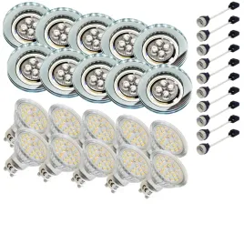 10x-oprawa-halogenowa-sufitowa-bialy-pasek-led-zarowka-led-gu10-3w-zestaw
