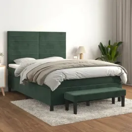 vidaxl-lozko-kontynentalne-z-materacem-ciemnozielone-140x200-cm