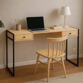 biurko-134-cm-industrialne-z-szufladami-drewno-i-metal-kolor-sosnowy