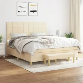 vidaxl-lozko-kontynentalne-z-materacem-kremowe-tkanina-160x200-cm