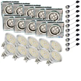 10x-oprawa-halogenowa-sufitowa-bialy-pasek-led-zarowka-led-gu10-3w-zestaw