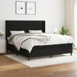 vidaxl-lozko-kontynentalne-z-materacem-czarne-tkanina-180x200-cm