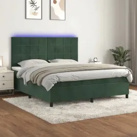 vidaxl-lozko-kontynentalne-z-materacem-i-led-zielony-aksamit-160x200cm