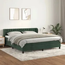 vidaxl-lozko-kontynentalne-z-materacem-ciemnozielone-160x200-cm