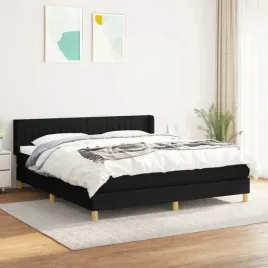 vidaxl-lozko-kontynentalne-z-materacem-czarne-tkanina-160x200-cm