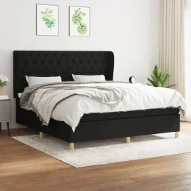 vidaxl-lozko-kontynentalne-z-materacem-czarne-tkanina-160x200-cm