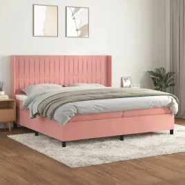 vidaxl-lozko-kontynentalne-z-materacem-rozowe-aksamit-200x200-cm