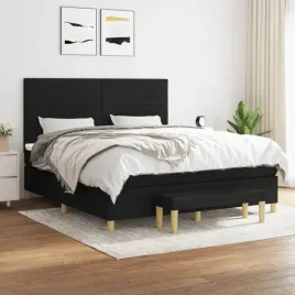 vidaxl-lozko-kontynentalne-z-materacem-czarne-tkanina-160x200-cm