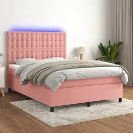 vidaxl-lozko-kontynentalne-z-materacem-i-led-rozowy-aksamit-140x190cm