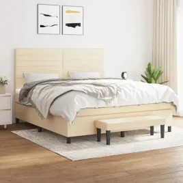vidaxl-lozko-kontynentalne-z-materacem-kremowe-tkanina-160x200-cm