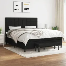 vidaxl-lozko-kontynentalne-z-materacem-czarne-tkanina-160x200-cm