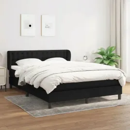 vidaxl-lozko-kontynentalne-z-materacem-czarne-tkanina-140x200-cm