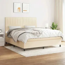 vidaxl-lozko-kontynentalne-z-materacem-kremowe-tkanina-160x200-cm