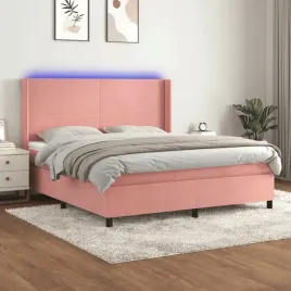 vidaxl-lozko-kontynentalne-z-materacem-i-led-rozowy-aksamit-160x200cm