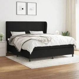 vidaxl-lozko-kontynentalne-z-materacem-czarne-tkanina-180x200-cm