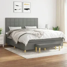 vidaxl-lozko-kontynentalne-z-materacem-ciemnoszara-tkanina-160x200-cm