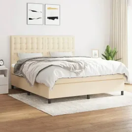 vidaxl-lozko-kontynentalne-z-materacem-kremowe-tkanina-160x200-cm