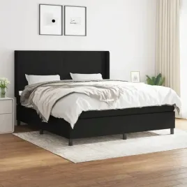 vidaxl-lozko-kontynentalne-z-materacem-czarne-tkanina-180x200-cm