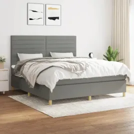 vidaxl-lozko-kontynentalne-z-materacem-ciemnoszara-tkanina-160x200-cm