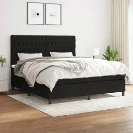 vidaxl-lozko-kontynentalne-z-materacem-czarne-tkanina-180x200-cm