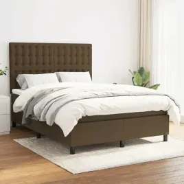 vidaxl-lozko-kontynentalne-z-materacem-brazowe-tkanina-140x200-cm