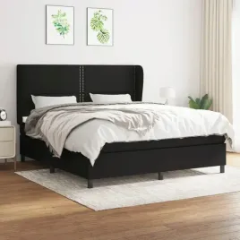 vidaxl-lozko-kontynentalne-z-materacem-czarne-tkanina-160x200-cm