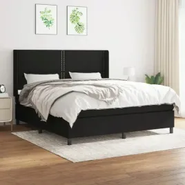 vidaxl-lozko-kontynentalne-z-materacem-czarne-tkanina-160x200-cm