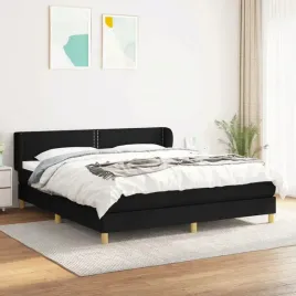 vidaxl-lozko-kontynentalne-z-materacem-czarne-tkanina-160x200-cm