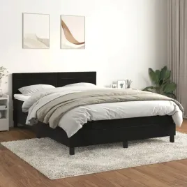 vidaxl-lozko-kontynentalne-z-materacem-czarne-aksamit-140x190-cm