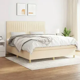 vidaxl-lozko-kontynentalne-z-materacem-kremowe-tkanina-160x200-cm