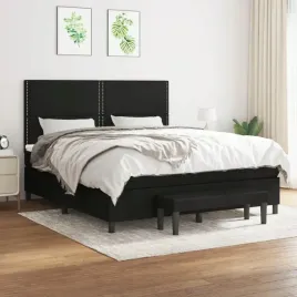 vidaxl-lozko-kontynentalne-z-materacem-czarne-tkanina-160x200-cm