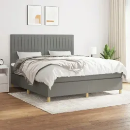 vidaxl-lozko-kontynentalne-z-materacem-ciemnoszara-tkanina-160x200-cm