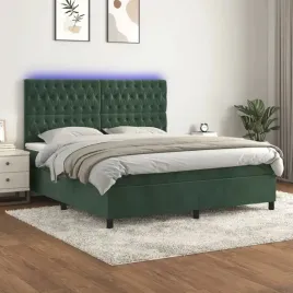 vidaxl-lozko-kontynentalne-z-materacem-i-led-zielony-aksamit-160x200cm