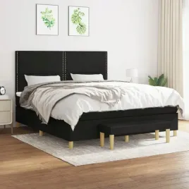 vidaxl-lozko-kontynentalne-z-materacem-czarne-tkanina-180x200-cm