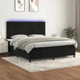 vidaxl-lozko-kontynentalne-z-materacem-i-led-czarny-aksamit-160x200cm