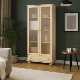 witryna-szklana-drewniana-z-szuflada-classic-szklo-mleczne-sosnowa