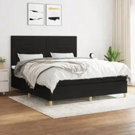 vidaxl-lozko-kontynentalne-z-materacem-czarne-tkanina-160x200-cm