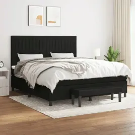 vidaxl-lozko-kontynentalne-z-materacem-czarne-tkanina-160x200-cm
