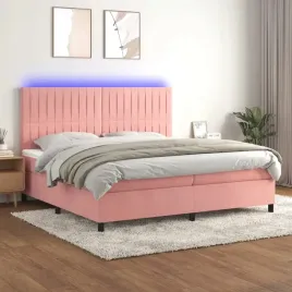 vidaxl-lozko-kontynentalne-z-materacem-i-led-rozowy-aksamit-200x200cm